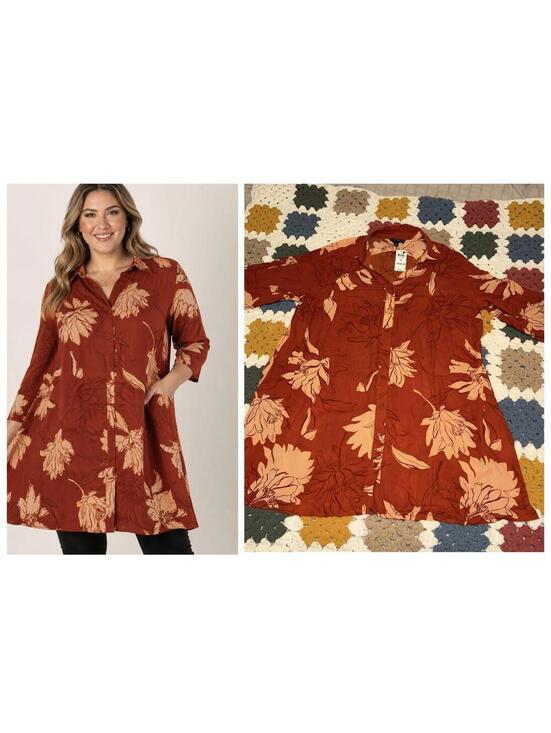 Alfani Tops - Alfani NEW $75 Floral Print Button-Up Tunic Dress Woman’s 3X Summer Polyester